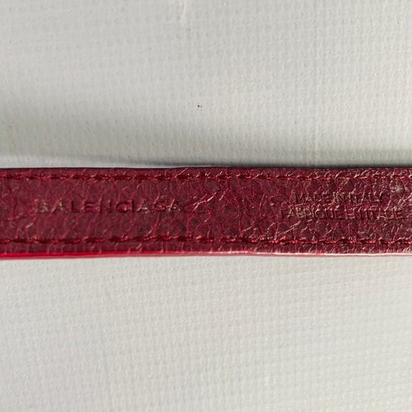 BALENCIAGA Burgundy Gold Studded Leather Bracelet - Picture 5 of 7